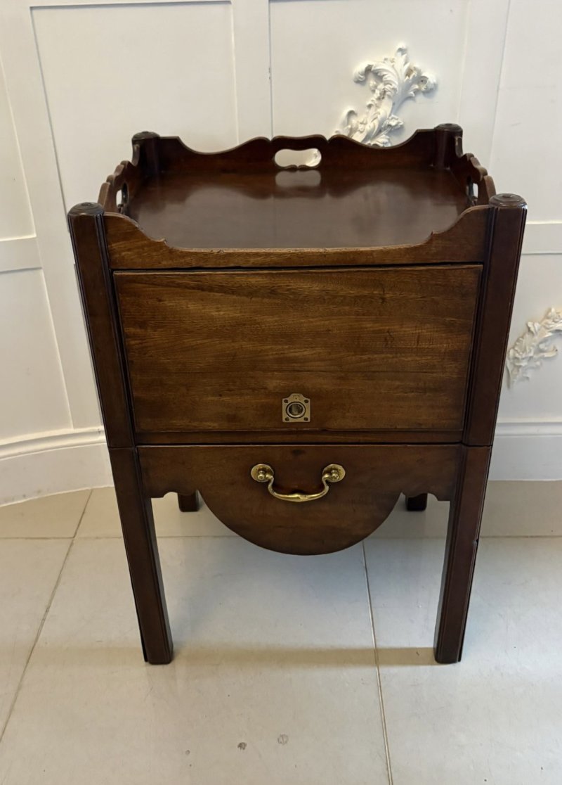 Antique Georgian Mahogany Tray Top Bedside Table Nightstand Lamp Table